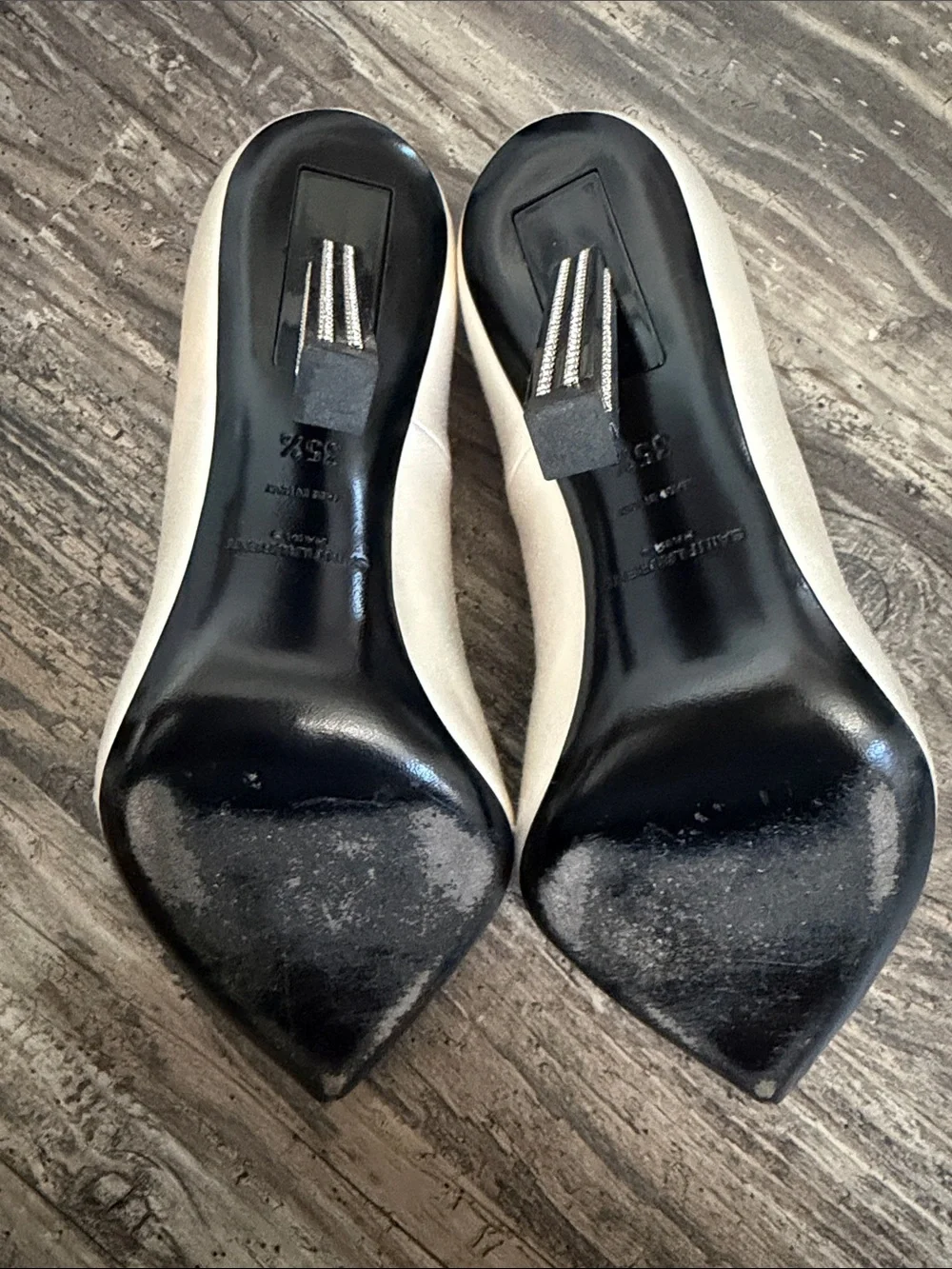 Saint Laurent off white Pointed Toe Pumps with silver Crystal Tip - Picture 4 of 9